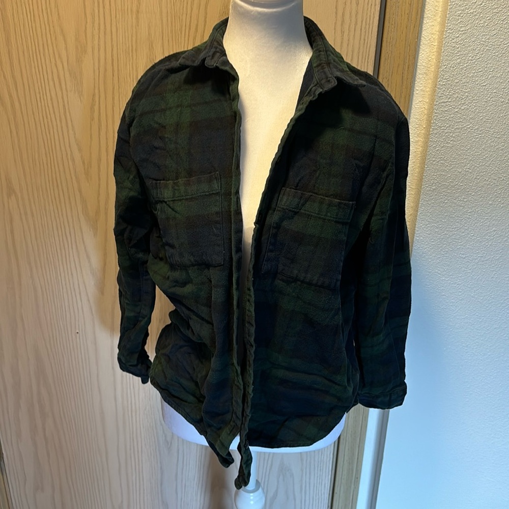 Madewell Blue and green flannel shirt.